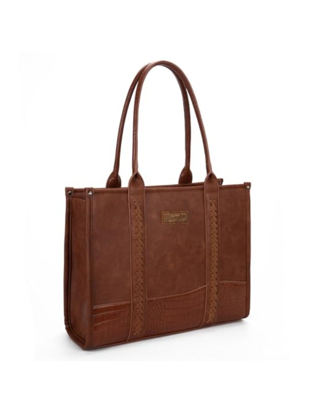 Wrangler Large Tote Handbag Crocodile Pattern Top Handle Detachable Crossbody
